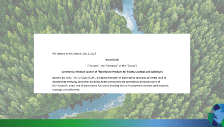 Commercial Product Launch of Plant-Based Products for Paints, Coatings and Adhesives