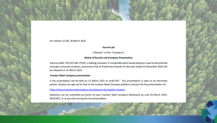 Notice of Results and Company Presentation