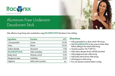 Formula: Aluminum-Free Underarm Deodorant Stick